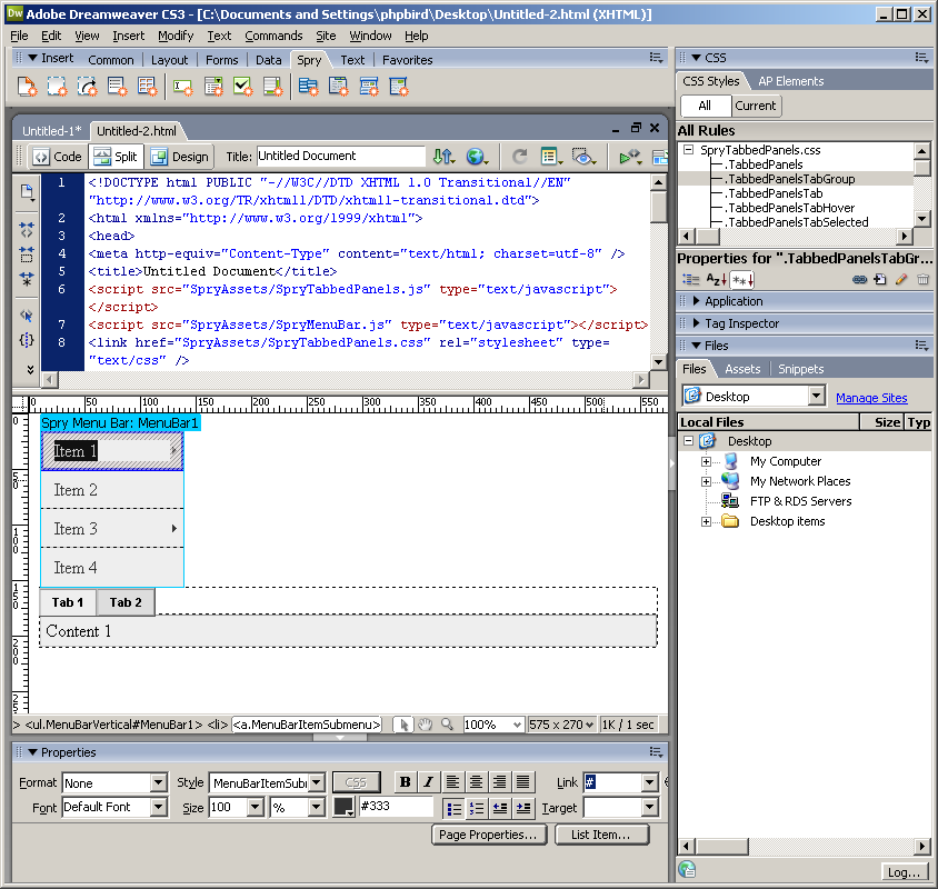 Adobe Dreamweaver CS3 界面